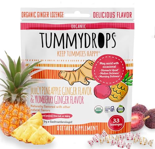 Tummy Drops USDA Organic Tropical Ginger Variety Pack (33 Count) - Nausea Relief