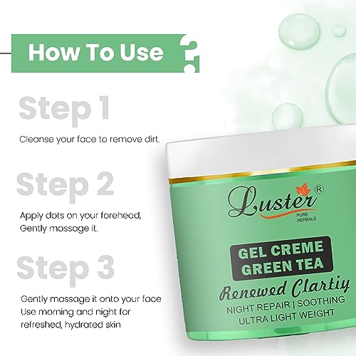 Luster Green Tea Gel Crème (Renewed Clarity) - Pack of 2, 100g Each