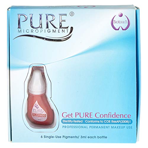 Biotouch Permanent Makeup Liquid Pigment Set - 6 Piece Microblading Kit for Lips & Eyebrows