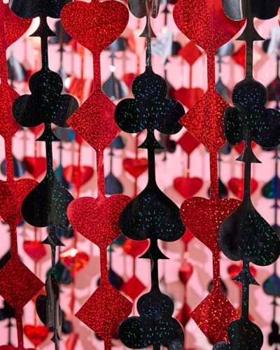 xo, Fetti Red & Black Casino Curtain Set - Poker Theme Party Backdrop for Photo Booths