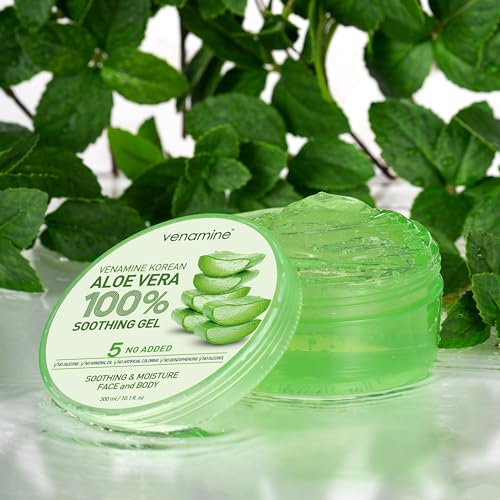 VENAMINE Korean Aloe Vera Soothing & Moisture Gel 100% – Organic Pure Gel for Face & Body 300ml