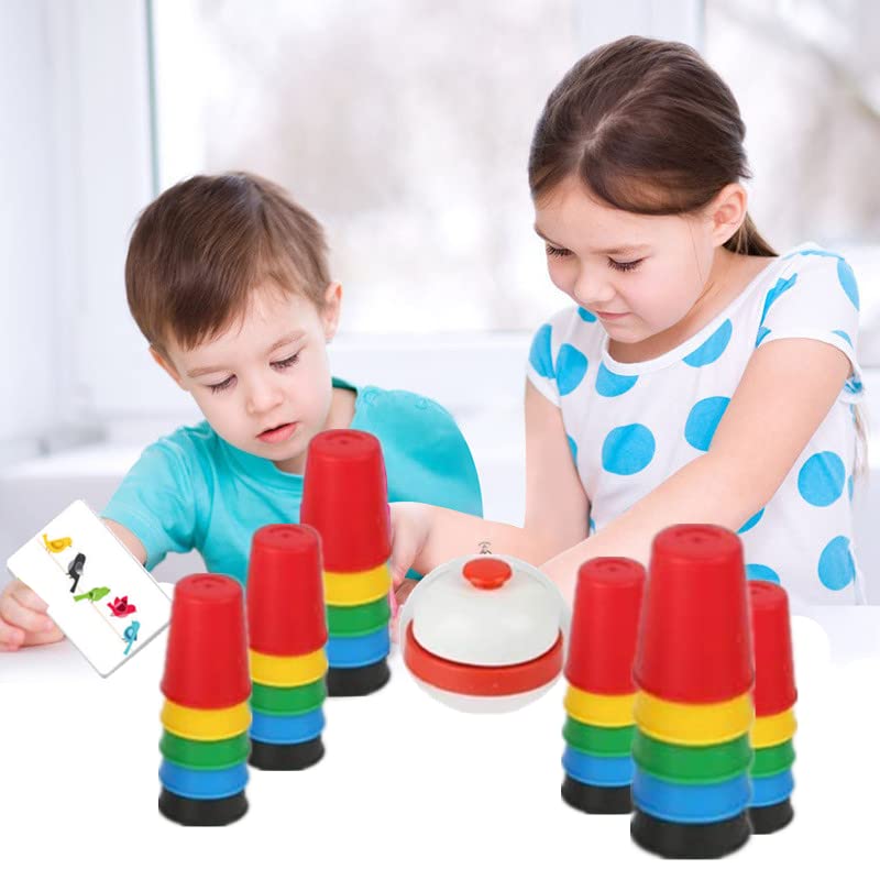 LANDOR Quick Cups Stacking Game - Speed Stacking Cups for Kids (30 Cups, 24 Picture Cards)