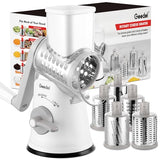 Geedel 5-in-1 Rotary Cheese Grater & Vegetable Shredder with Suction Base