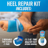 O’Keeffe’s Healthy Feet Heel Repair Kit – Urea & Lactic Acid Foot Cream with Reusable Sleeves for Dry, Cracked Heels