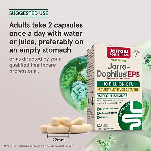 Jarrow Formulas Probiotics: 10 Billion CFU for Gut Health (120 Veggie Capsules)