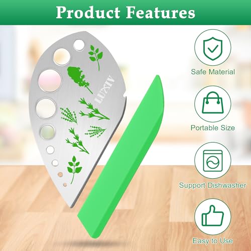 Luxiv Herb Stripper 9 Holes Stainless Steel Kitchen Tool for Kale Basil Rosemary - Green
