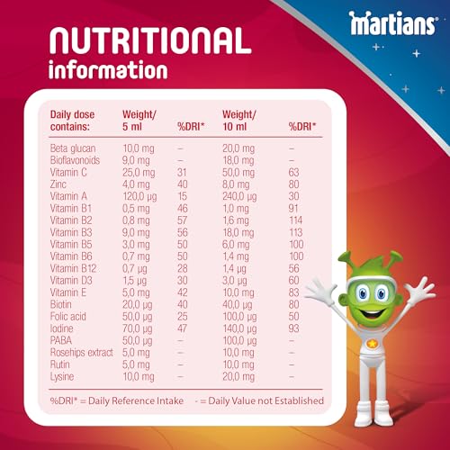 Martians Everyday Active Multivitamins Syrup for Kids 1+ Years - Energy & Immunity Support - No Added Sugar, Gluten & Lactose Free - 150ml