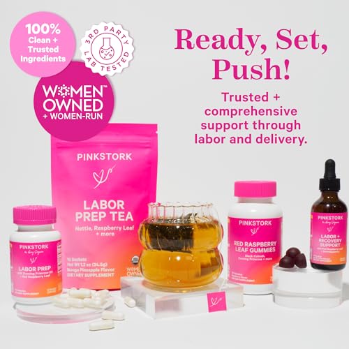 Pink Stork Labor Prep - Evening Primrose Oil & Red Raspberry Leaf Capsules (60ct)