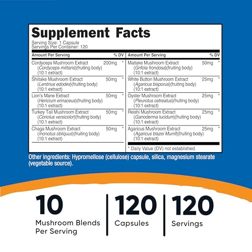 Nutricost Mushroom Complex Supplement - 120 Capsules with 10 Mushroom Blend