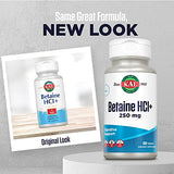 KAL Betaine HCL with Pepsin - Digestive Health Enzyme Supplement, 100 Tablets