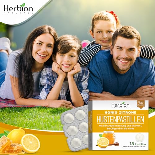 Herbion Naturals Honey Lemon Cough Lozenges - Natural Soothing Relief, 18 Count