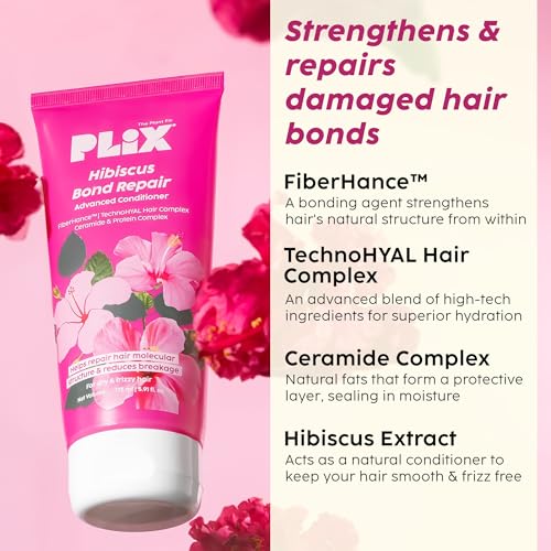 PLIX Hibiscus Frizz Control & Bond Repair Kit (Shampoo, Conditioner & Serum)