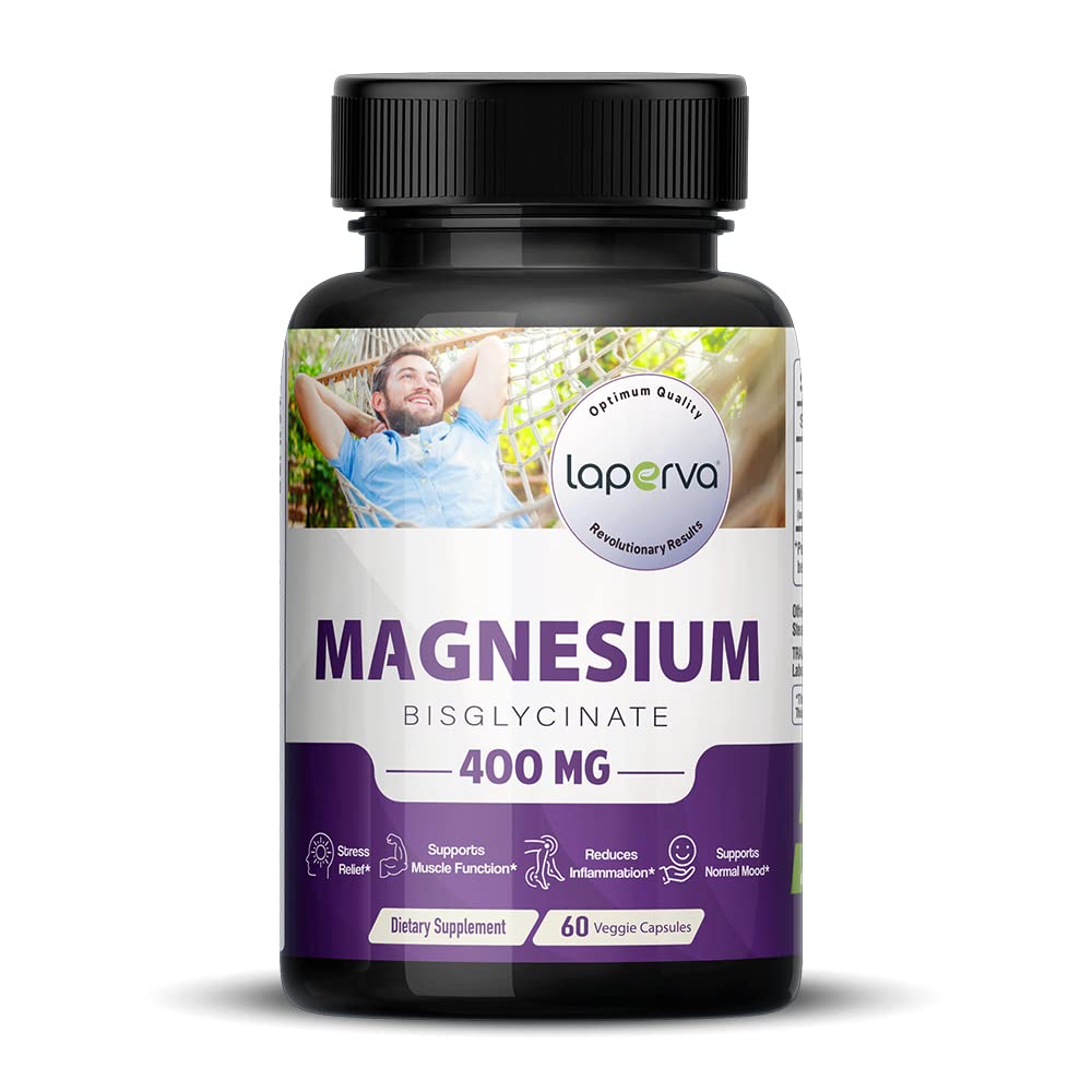 LAPERVA Magnesium Bisglycinate 400mg - 60 Capsules for Muscle & Nerve Support