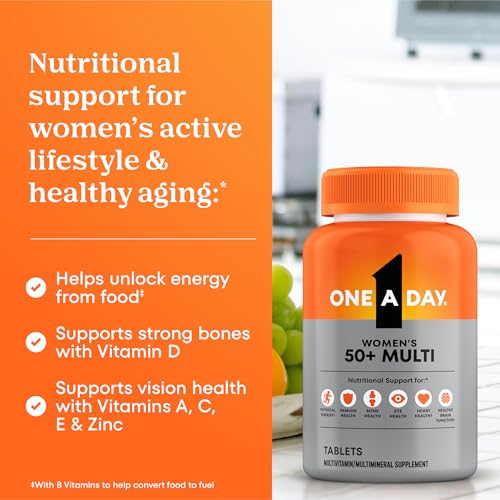 One A Day Women’s 50+ Multivitamin, 200 Tablets, Immune, Calcium, Iron & More, Excellent for Older Adults