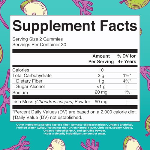MaryRuth Organics Sea Moss Gummies - Sugar Free, Irish Sea Moss for Gut Health and Immune Support - 60 Count