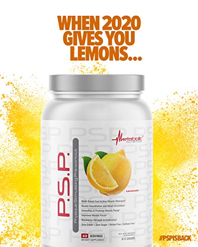 Metabolic Nutrition P.S.P. Physique Stimulating PreWorkout 672g Zero Sugar Caffeine Free – Lemonade