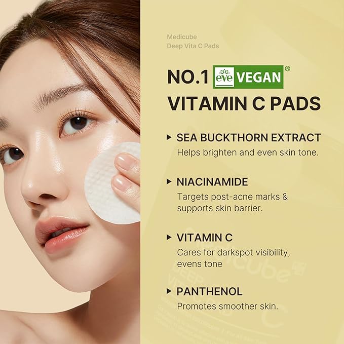 MEDICUBE Deep Vita C Pad - 70 Pads - Exfoliating & Brightening Vitamin C Pads for Dark Spots & Uneven Skin Tone