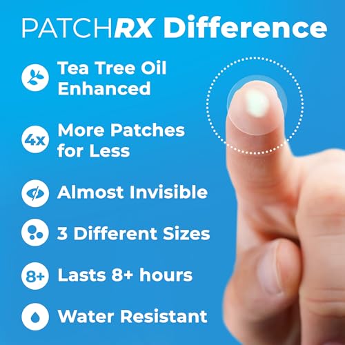 PatchRx Hydrocolloid Acne Patches with Tea Tree Oil - 120 Patches for Face Pimples & Zits