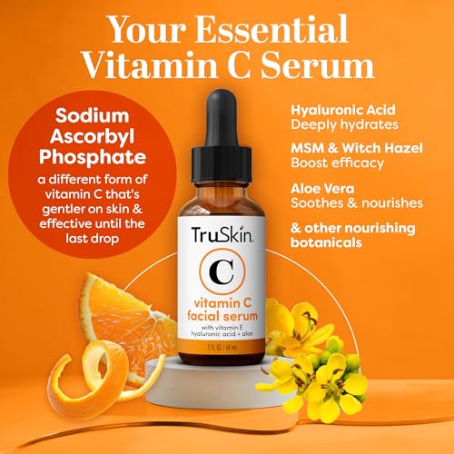 TruSkin Vitamin C Face Serum – Anti Aging Brightening Serum with Hyaluronic Acid & Vitamin E – Reduces Dark Spots & Fine Lines – 2 Fl Oz