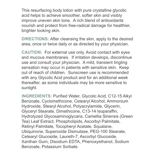 Replenix Glycolic Acid 15% Resurfacing Body Lotion - Medical Grade Exfoliating Cream