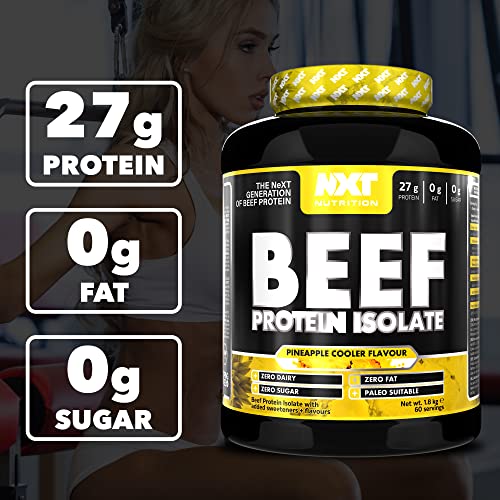 NXT Nutrition Beef Protein Isolate 1.8kg Pineapple Flavor - 27g Protein Per Serving Dairy Free