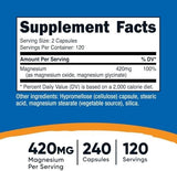 Nutricost Magnesium Glycinate: 420mg, 240 Capsules - Superior Absorption