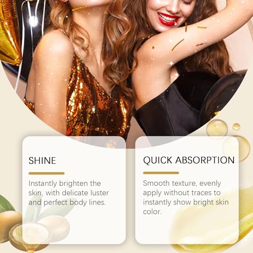 Gold Body Shimmer Oil - Illuminating Glitter Lotion for All Skin Types