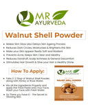 MR Ayurveda 100% Pure Walnut Shell Powder (100g) - Natural Exfoliant for Skin & Hair Scrub