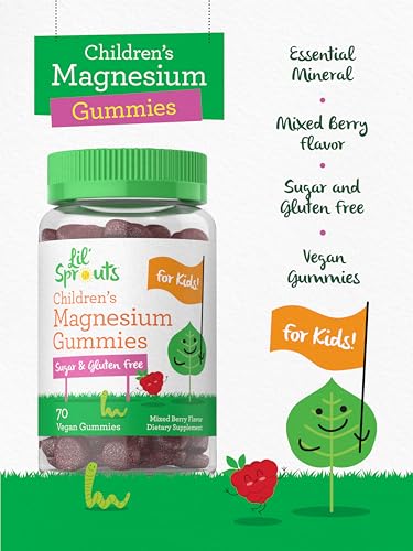 Lil' Sprouts Magnesium Gummies for Kids - 70 Count, Berry Flavor, Sugar-Free, Vegan & Gluten-Free