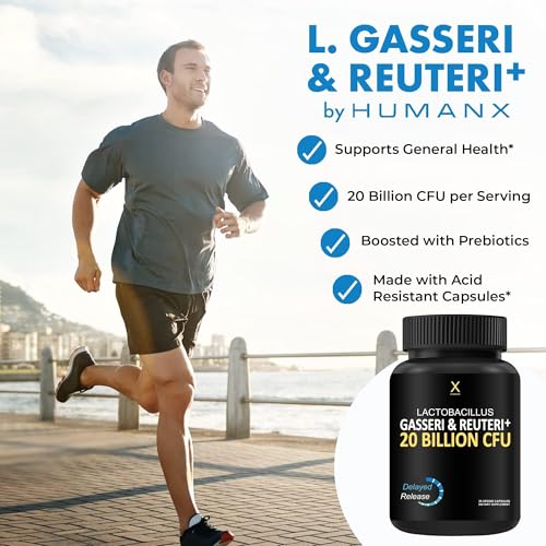 HUMANX Lactobacillus Gasseri & Reuteri Probiotic - 20 Billion CFU with Organic Prebiotics - USA Made - Non-GMO