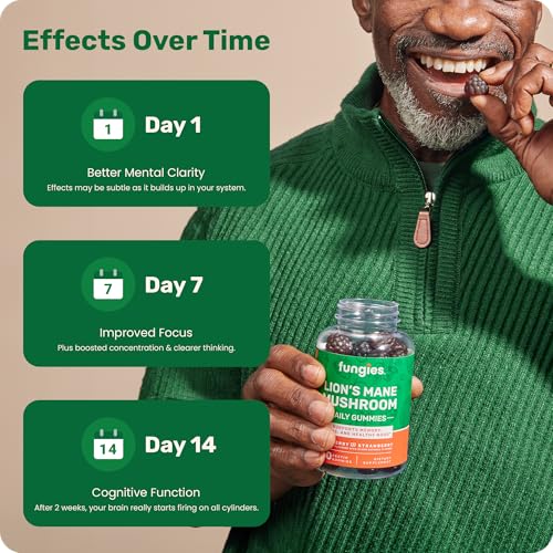 Fungies Lion'S Mane Mushroom Brain Health Gummies (60 Count) - Focus, Memory & Mood Support