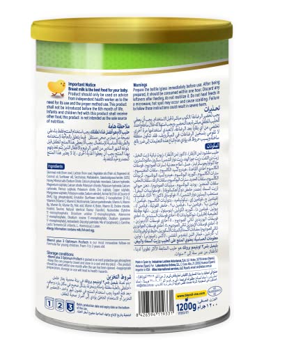 Blemil Plus 3 Optimum Protech Follow-On Formula for Toddlers 1-3 Years - 1.2 kg