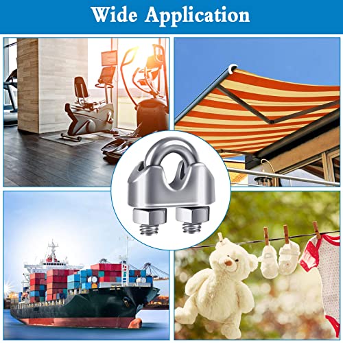 KASTWAVE 18 Pcs M3 U Bolt Wire Rope Clip and Cable Clamp - 304 Stainless Steel for Garden and Gym Use