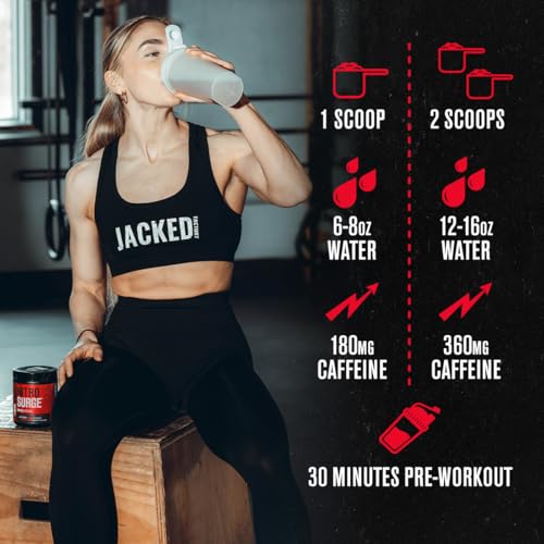 Jacked Factory NITROSURGE Shred Pre Workout - Fruit Punch, 30 Servings