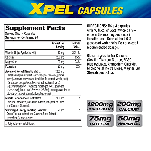 MHP Xpel Strength Herbal Diuretic Capsules - 80 Count Pack of 2