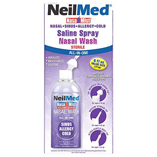 NeilMed NasaMist Multi-Purpose Saline Spray - All-in-One Nasal Relief, 6.0 oz
