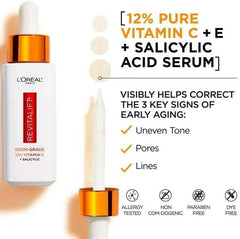 L'Oreal Paris Revitalift Derm Intensives Derm Grade 12% Vitamin C + E + Salicylic Serum, 1.0 Fl. Oz.