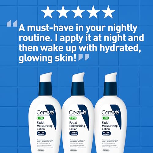 CeraVe PM Facial Moisturizing Lotion with Hyaluronic Acid & Niacinamide | 3 oz Night Cream