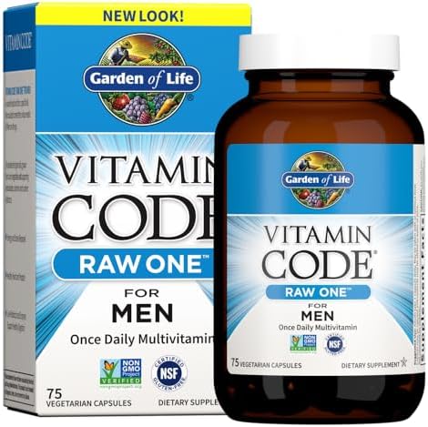 Garden of Life Vitamin Code Raw One Men's Multivitamin - Daily Support (75 Vegetarian Capsules)