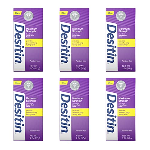 Desitin Maximum Strength Baby Diaper Rash Cream 2 oz (Pack of 6) - Travel Size Protection