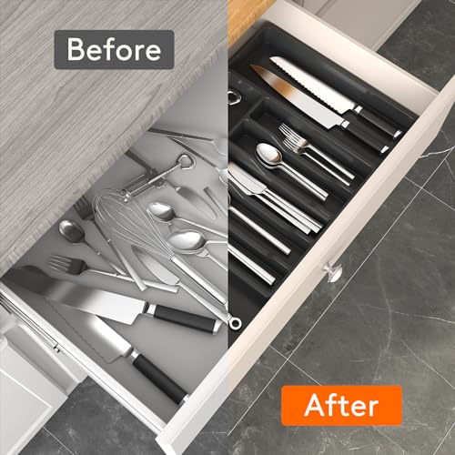 Lifewit Expandable Cutlery Drawer Organizer - Black