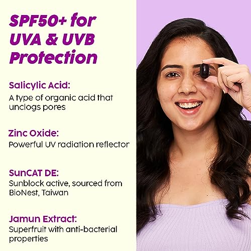 PLIX 0.1% Salicylic Acid Jamun Mattifying Sunscreen SPF50+ PA+++ (50g) | Acne & Oil Control