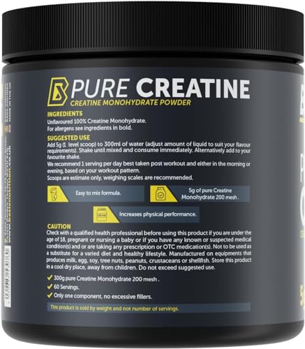 Basix Pure Creatine Monohydrate Powder - 300g | Unflavored | Muscle Strength & Recovery