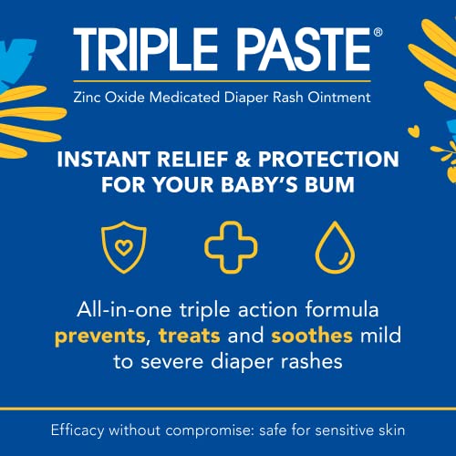 Triple Paste Diaper Rash Cream 16 Oz - Pediatrician-Recommended, Soothes & Prevents Diaper Rash, Hypoallergenic Formula with Botanicals