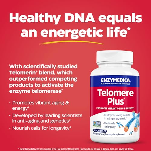 Enzymedica Telomere Plus - Cellular Health & Longevity Support, 30 Capsules