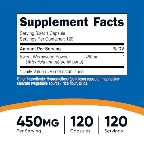 Nutricost Wormwood Capsules 450mg (120 Capsules) Gluten Free, Vegetarian & Non-GMO