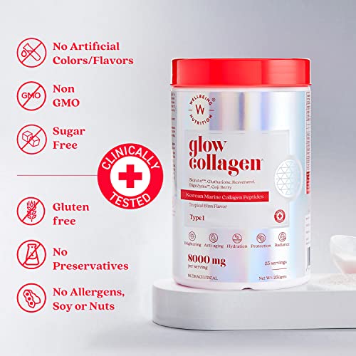 Glow Korean Marine Collagen Peptides with Glutathione for Skin Vitality - Tropical Bliss 250g