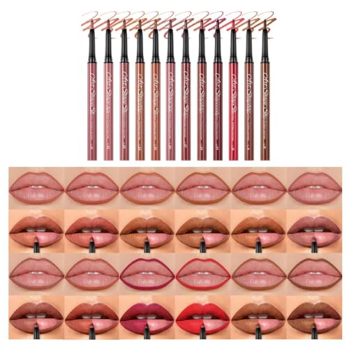 12 Colors Matte Velvet Lip Liner Set - Long Lasting Waterproof Lipstick Pencil