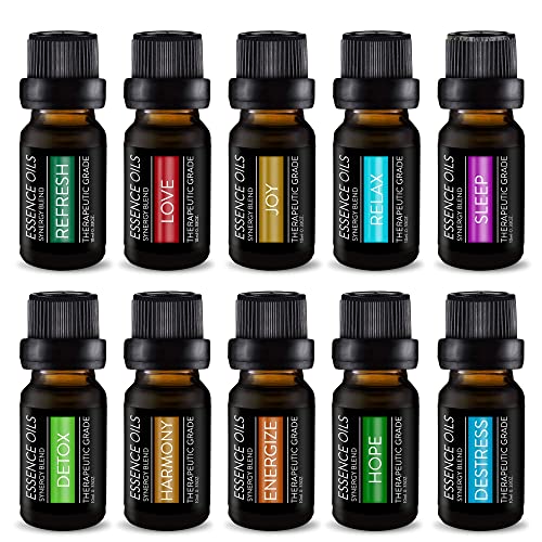 Pure Daily Care Aromatherapy Essential Oil Synergy Blend Set - 10 x 10 ml Therapeutic Grade Blends