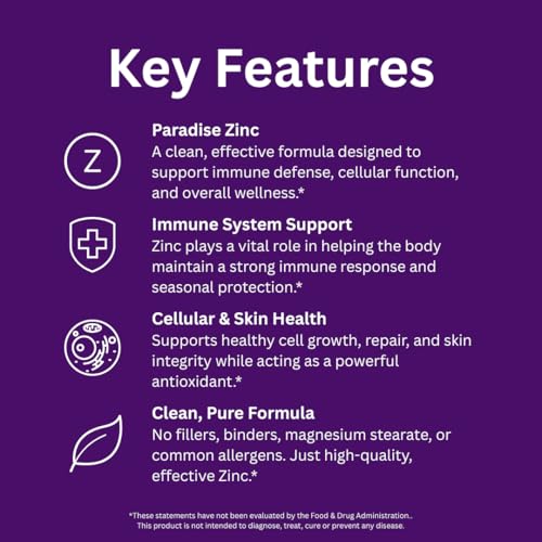 Paradise Herbs Zinc Picolinate with Vitamin C - 30 mg, 90 Capsules for Immune Support